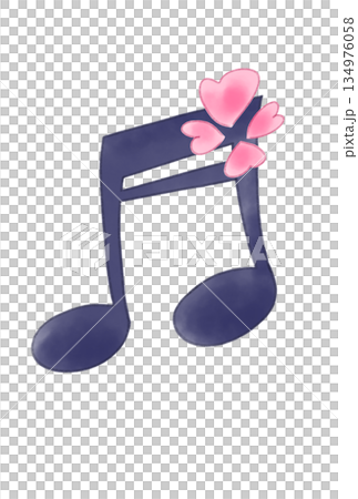 ハートの付いた音符 134976058