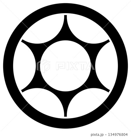 西尾正義の家紋です。丸に鞠挟みといいます。 134976804