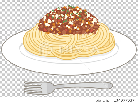 ミートソースパスタ（フォークあり） 134977037