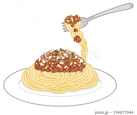 ミートソースパスタ（フォークですくう） 134977044