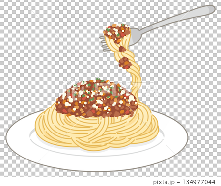 ミートソースパスタ（フォークですくう） 134977044