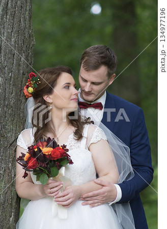 Tender Newlyweds Looking Into Each Other Eyes Tender Newlyweds Looking Into Each Other Eyes 134977196