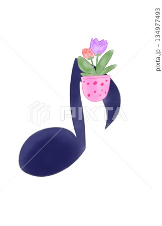 花の付いた音符 134977493