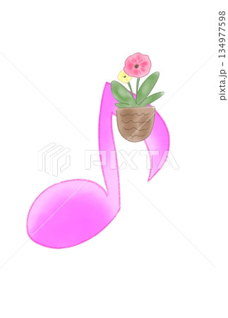 花の付いた音符 花の付いた音符 134977598