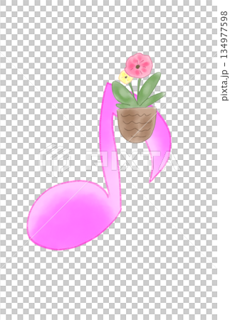 花の付いた音符 花の付いた音符 134977598