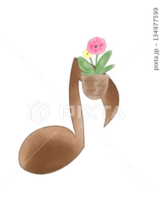 花の付いた音符 花の付いた音符 134977599