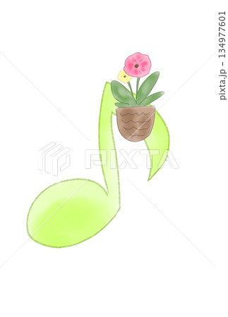 花の付いた音符 花の付いた音符 134977601
