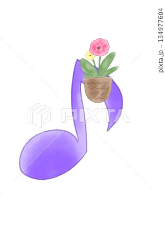 花の付いた音符 花の付いた音符 134977604
