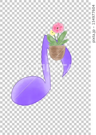 花の付いた音符 花の付いた音符 134977604