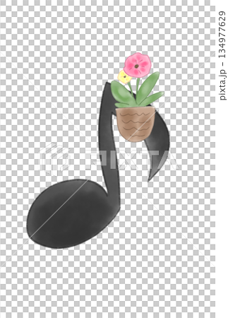 花の付いた音符 花の付いた音符 134977629