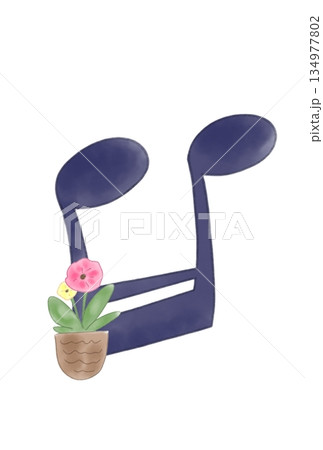 花の付いた音符 花の付いた音符 134977802