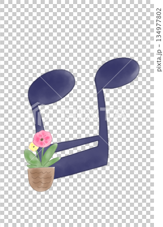 花の付いた音符 花の付いた音符 134977802