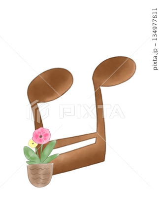 花の付いた音符 花の付いた音符 134977811