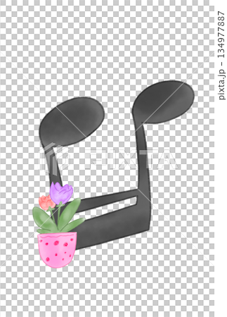 花の付いた音符 花の付いた音符 134977887
