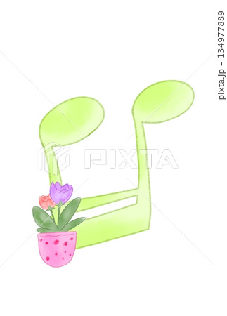 花の付いた音符 134977889