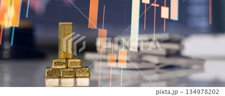 Gold investment performance with candlestick chart Gold investment performance with candlestick chart 134978202