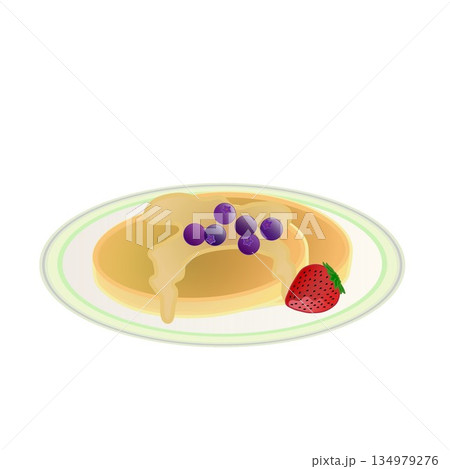 皿に乗ったパンケーキのイラスト 134979276