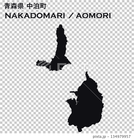 Vector illustration map of Japan: Map of Nakadomari Town, Aomori Prefecture 134979957