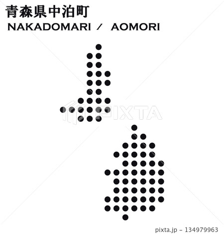 日本のベクターイラスト地図素材:ドット青森県中泊町全体地図 日本のベクターイラスト地図素材:ドット青森県中泊町全体地図 134979963