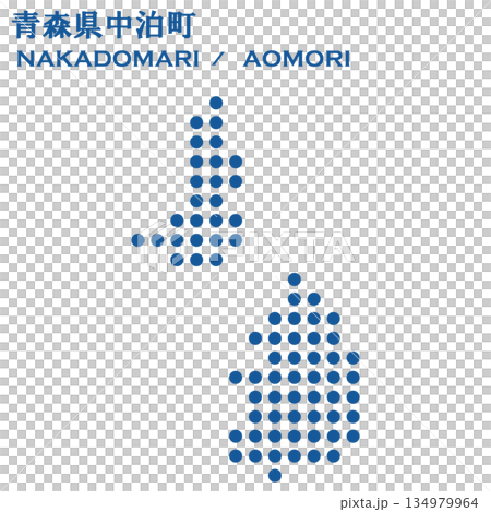 Vector illustration map of Japan: Dot map of Nakadomari town, Aomori prefecture Vector illustration map of Japan: Dot map of Nakadomari town, Aomori prefecture 134979964