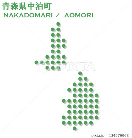 日本のベクターイラスト地図素材：ドット青森県中泊町全体地図 134979968
