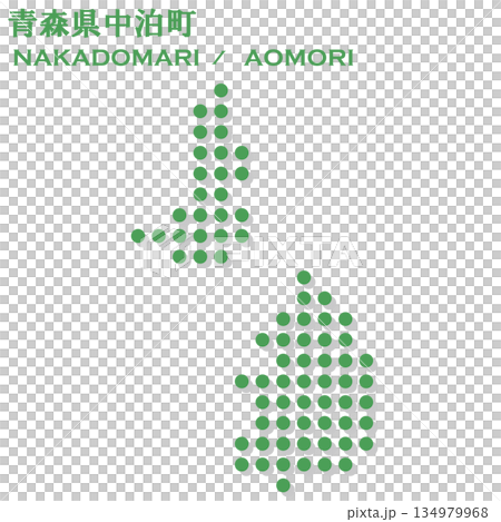 日本のベクターイラスト地図素材：ドット青森県中泊町全体地図 134979968