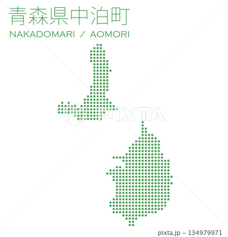 日本のベクターイラスト地図素材:ドット青森県中泊町全体地図 日本のベクターイラスト地図素材:ドット青森県中泊町全体地図 134979971