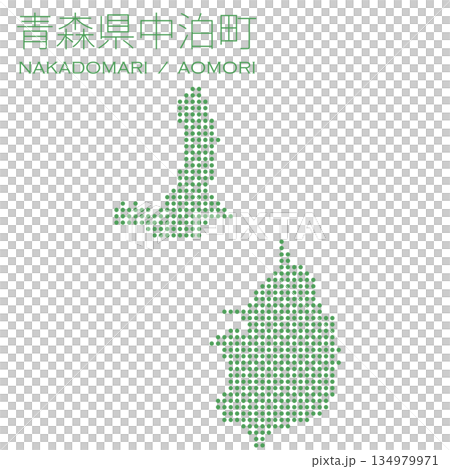 日本のベクターイラスト地図素材:ドット青森県中泊町全体地図 日本のベクターイラスト地図素材:ドット青森県中泊町全体地図 134979971