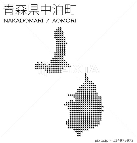 日本のベクターイラスト地図素材:ドット青森県中泊町全体地図 日本のベクターイラスト地図素材:ドット青森県中泊町全体地図 134979972