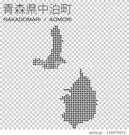 日本のベクターイラスト地図素材:ドット青森県中泊町全体地図 日本のベクターイラスト地図素材:ドット青森県中泊町全体地図 134979972