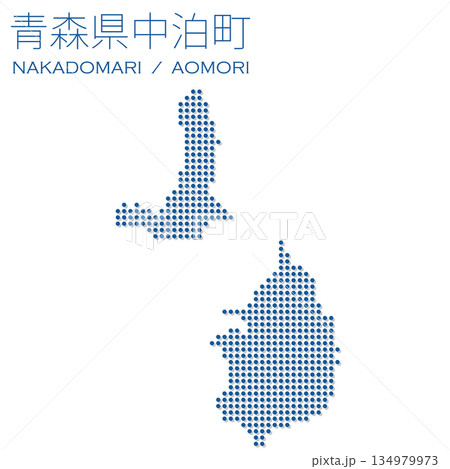 日本のベクターイラスト地図素材:ドット青森県中泊町全体地図 日本のベクターイラスト地図素材:ドット青森県中泊町全体地図 134979973