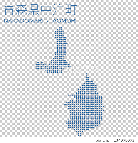 日本のベクターイラスト地図素材:ドット青森県中泊町全体地図 日本のベクターイラスト地図素材:ドット青森県中泊町全体地図 134979973