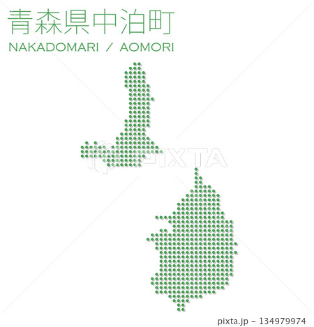 日本のベクターイラスト地図素材：ドット青森県中泊町全体地図 134979974