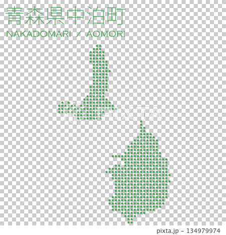 日本のベクターイラスト地図素材：ドット青森県中泊町全体地図 134979974