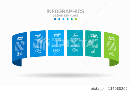 Infographic panels with icons and titles, ideal for structured business presentation layouts. Vector illustration. 134980263