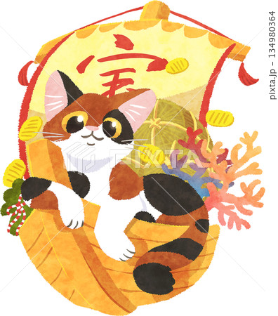 宝船に乗った猫 宝船に乗った猫 134980364