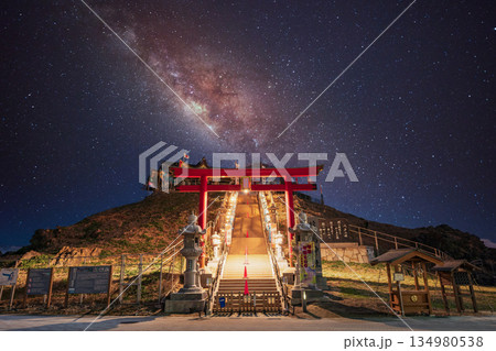 「青森県」蕪島神社の夜景　八戸市 134980538