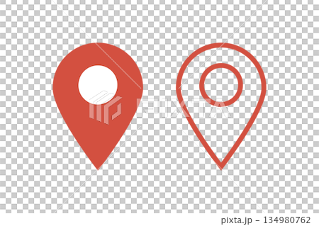 イラスト素材：かわいいマップのピンのアイコン　 pin point. pin location 134980762