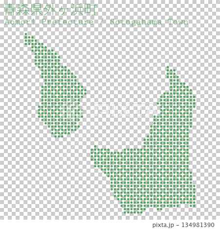 Vector illustration map of Japan: Dot map of Sotogahama Town, Aomori Prefecture Vector illustration map of Japan: Dot map of Sotogahama Town, Aomori Prefecture 134981390
