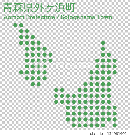Vector illustration map of Japan: Dot map of Sotogahama Town, Aomori Prefecture Vector illustration map of Japan: Dot map of Sotogahama Town, Aomori Prefecture 134981402
