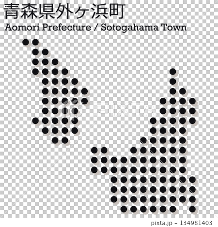 Vector illustration map of Japan: Dot map of Sotogahama Town, Aomori Prefecture Vector illustration map of Japan: Dot map of Sotogahama Town, Aomori Prefecture 134981403