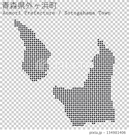 Vector illustration map of Japan: Dot map of Sotogahama Town, Aomori Prefecture 134981406
