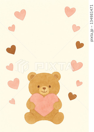 ハートを持ったクマのイラスト ハートを持ったクマのイラスト 134981471