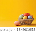 Colorful Easter eggs in nest 134981958