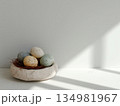 Minimal eggs in bowl with copy space 134981967