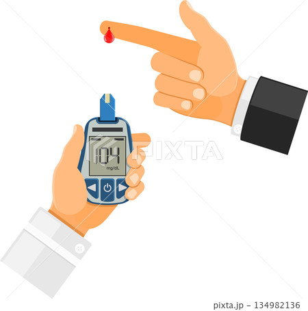 blood glucose meter in hand blood glucose meter in hand 134982136