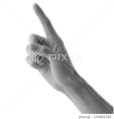Pointing Finger Halftone Gesture on White Background 134982285