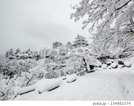 雪の郡上八幡城 134982374