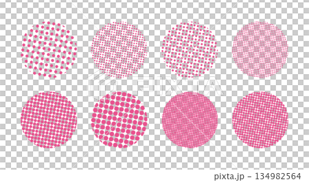 かわいいドット・ハーフトーンの円セット　ベクター　和風　和柄　Abstract dot 134982564