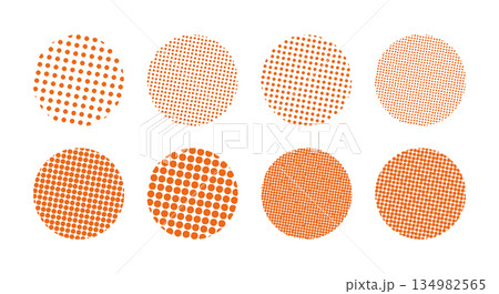 かわいいドット・ハーフトーンの円セット　ベクター　和風　和柄　Abstract dot 134982565